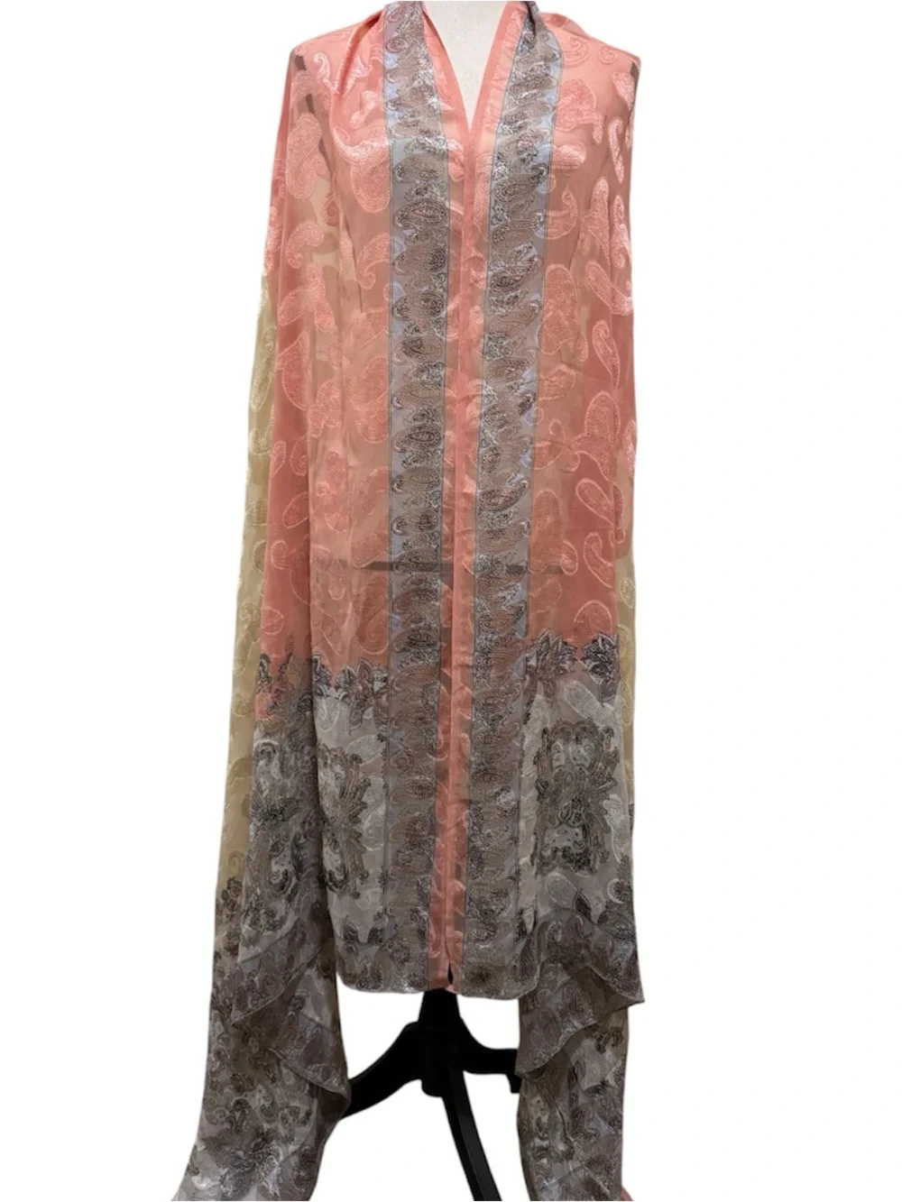 ELEGANT PASTEL PAISLEY & FLORAL SHEER SCARF
